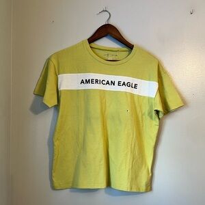 NWOT American eagle outfitters lime yellow and white striped logo t-shirt small